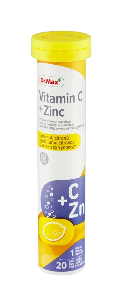 Dr. Max Vitamín C 500 mg + Zinok 1×20 tbl, šumivé tablety