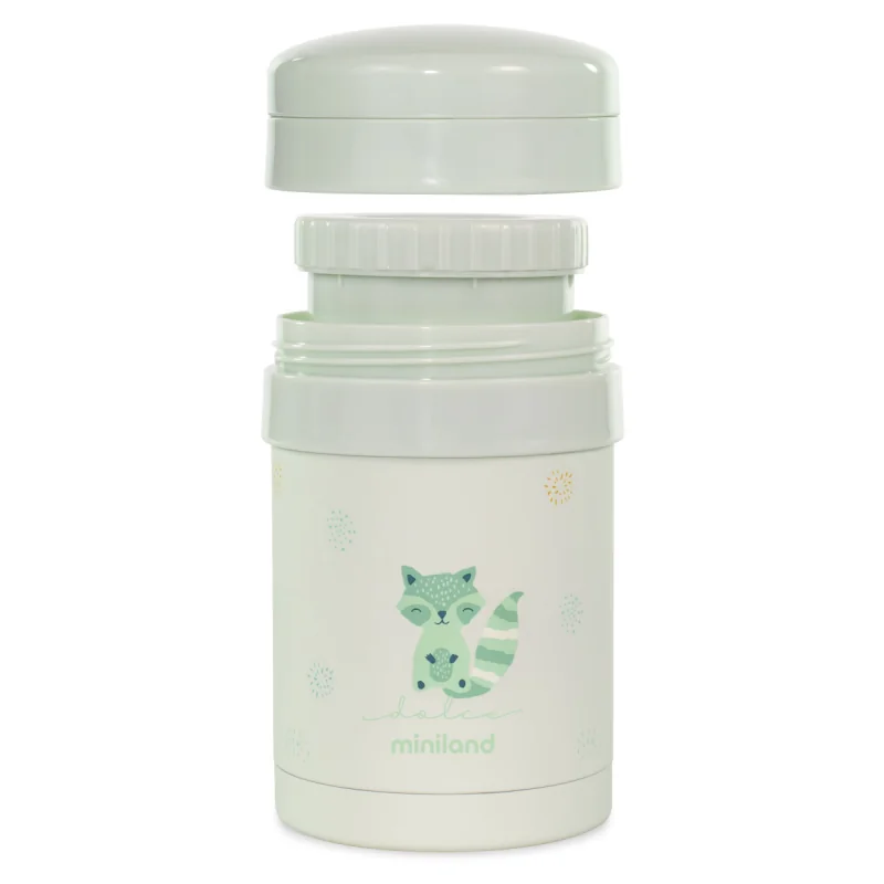 Miniland Dolce termoska na jedlo s 2 hermetickými nádobami, 700 ml, mätová