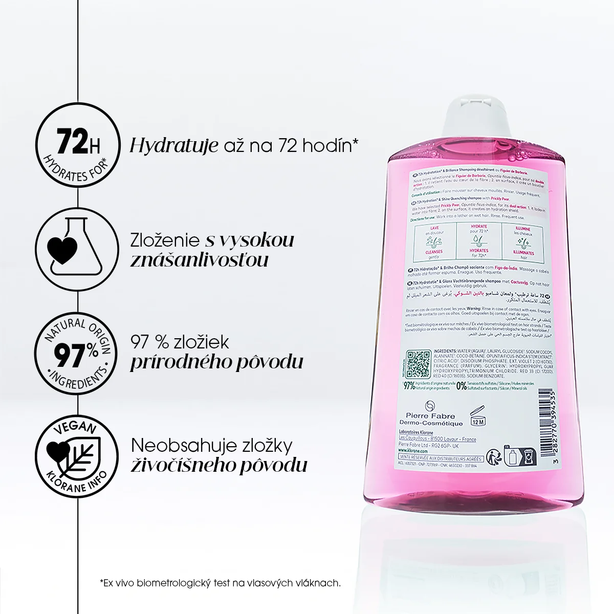 KLORANE Hydratačný ŠAMPÓN s opunciou 400 ml
