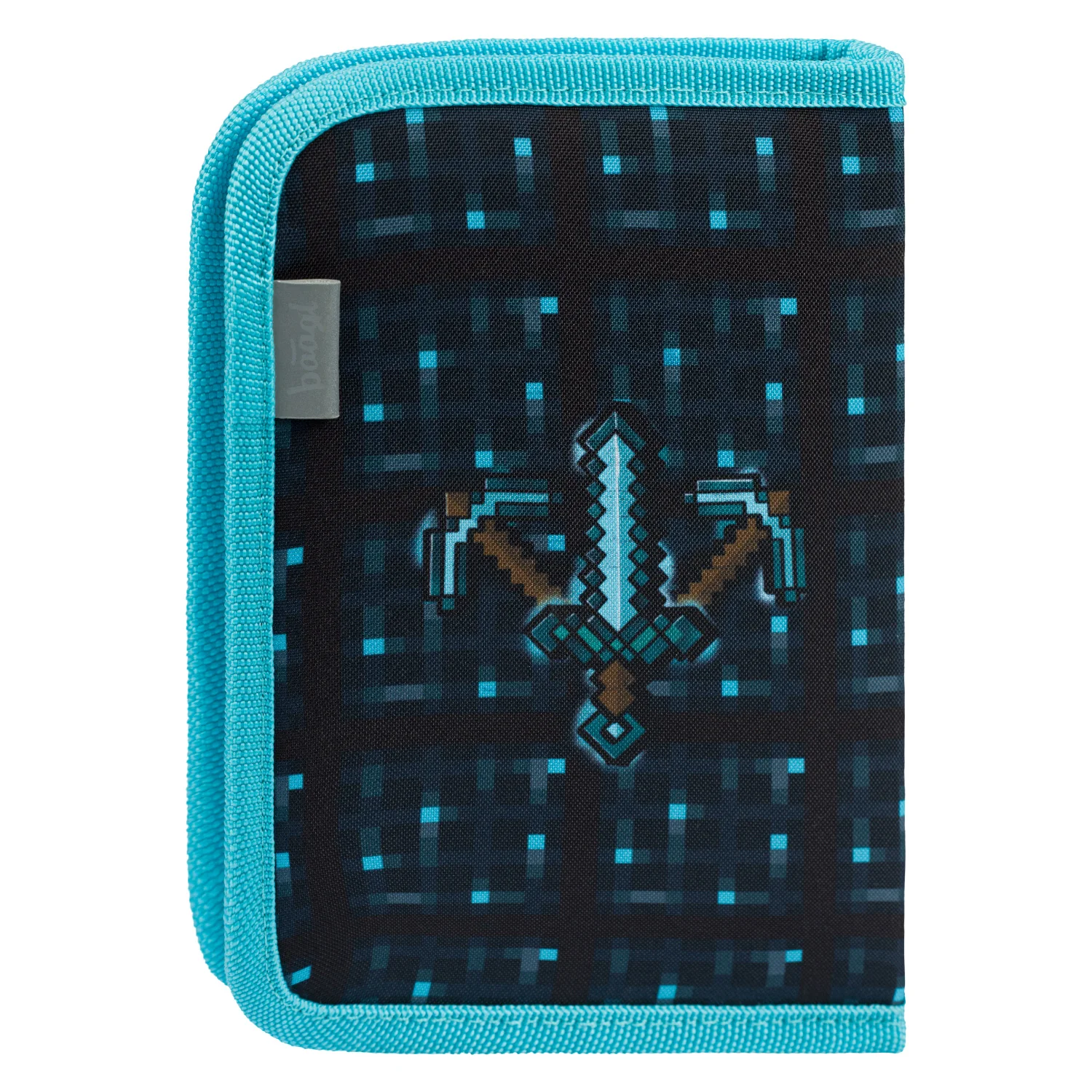 Baagl školský peračník dvojchlopňový Minecraft Blue Axe modrý, 19x11x5 cm