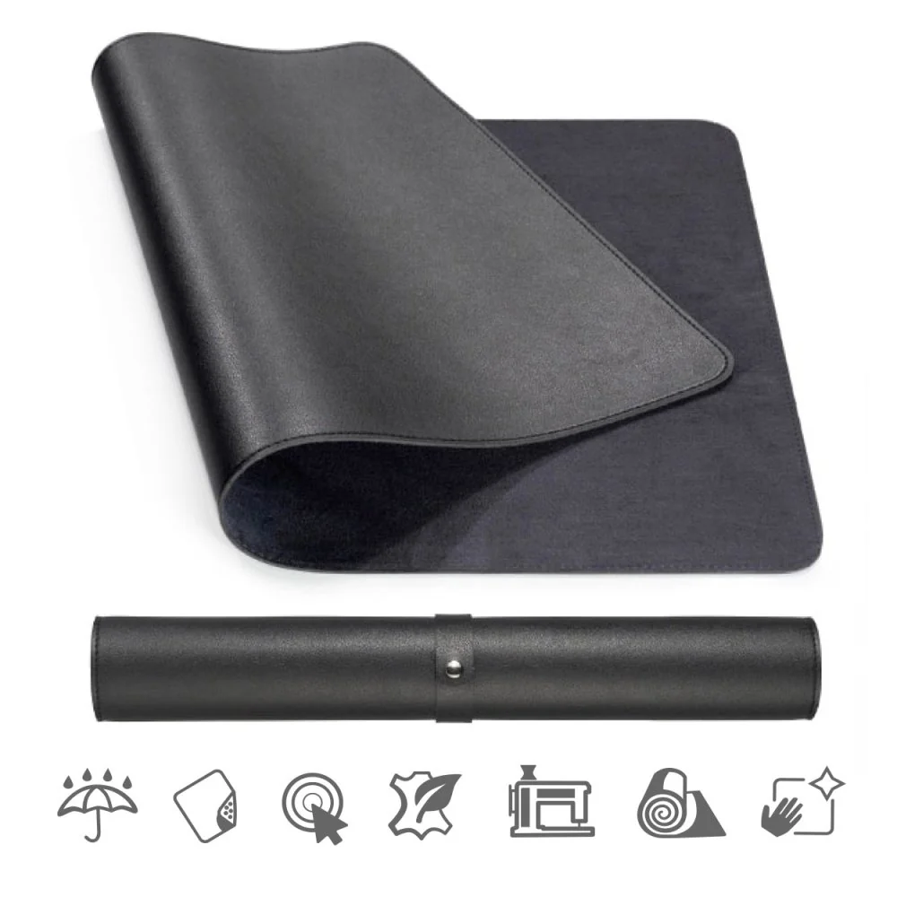 Podložka pod myš a klávesnicu MOSH eco koža, čierna 70 x 35 cm
