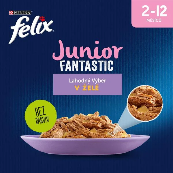 Felix Fantastic Junior kapsička pre mačiatka kura v želé 85 g 1×85g, kuracia kapsička