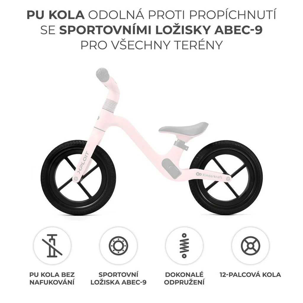 Kinderkraft XPLOIT odrážadlo 12" Bubblegum Pink 
