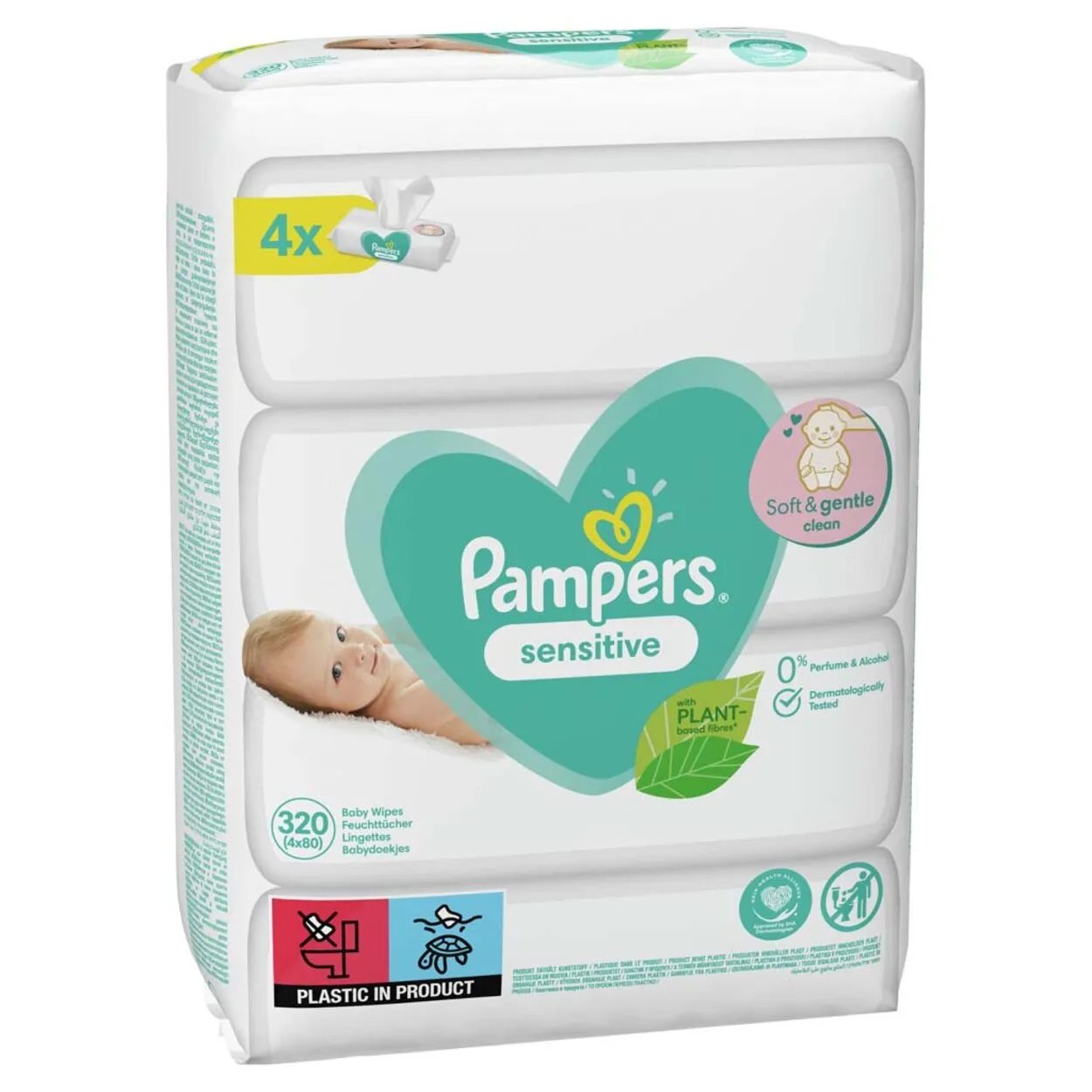 Pampers Wipes 320ks (4x80) Sensitive 1×320 ks