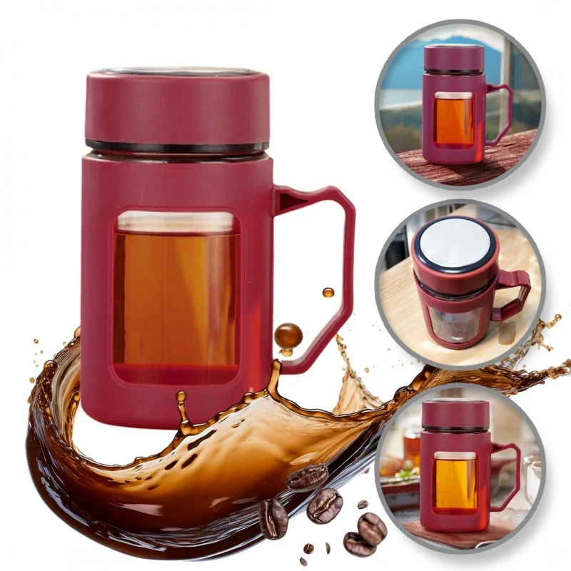Livefy hrnček na kávu a čaj Linea 500 ml, červený