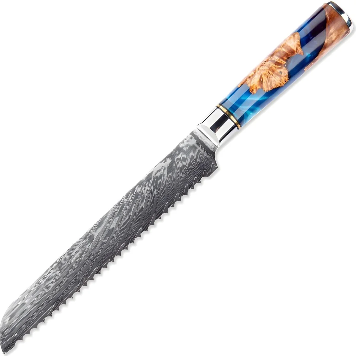Damaškový kuchynský nôž - Bread/Modrá 1ks, 32cm