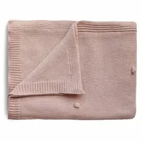 Mushie pletená detská deka z organickej bavlny, bodkovaná - blush