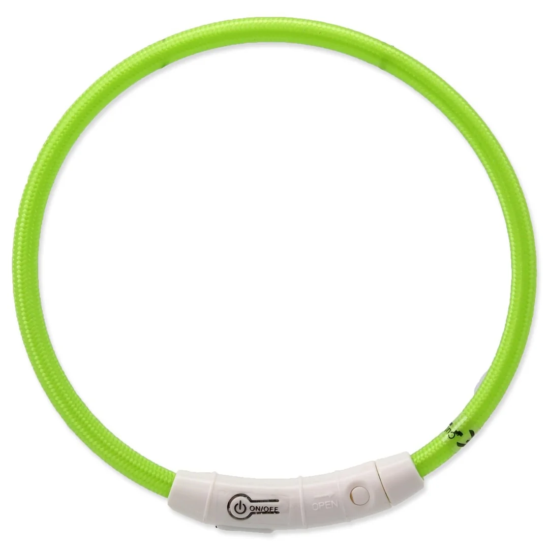 Obojok Dog Fantasy LED nylon zelený 65cm