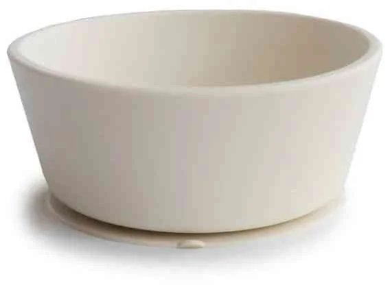 Mushie silikónová miska s prísavkou , Ivory 1×1 ks, tanier s prísavkou