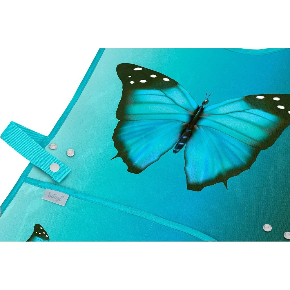 Detská zástera s motýľmi Butterfly GRS Recyklovaná, modrá