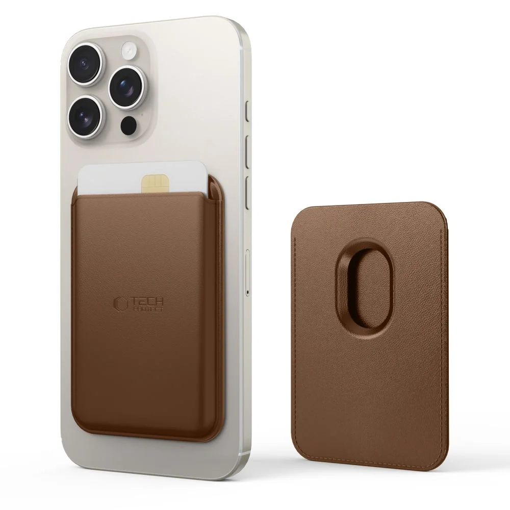 Tech-Protect MagWallet MagSafe obal na kartu na mobil, hnedý