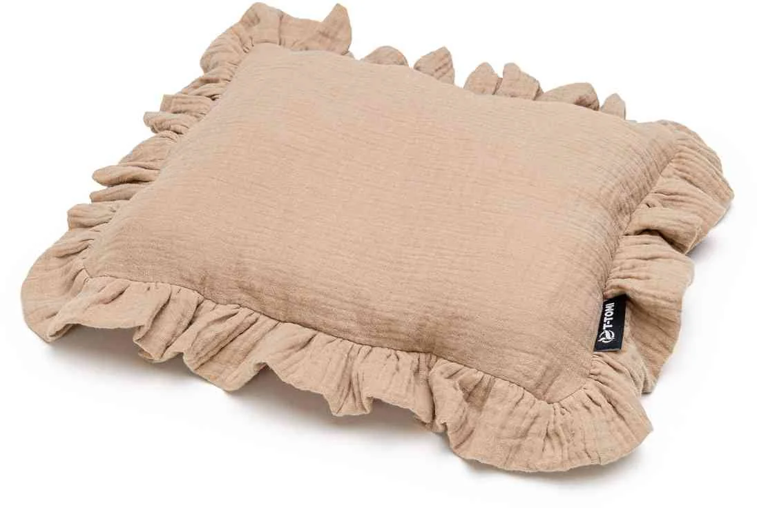 T-TOMI Mušelínový vankúš s volánkom Beige 1×1 ks, mušelínový vakúš