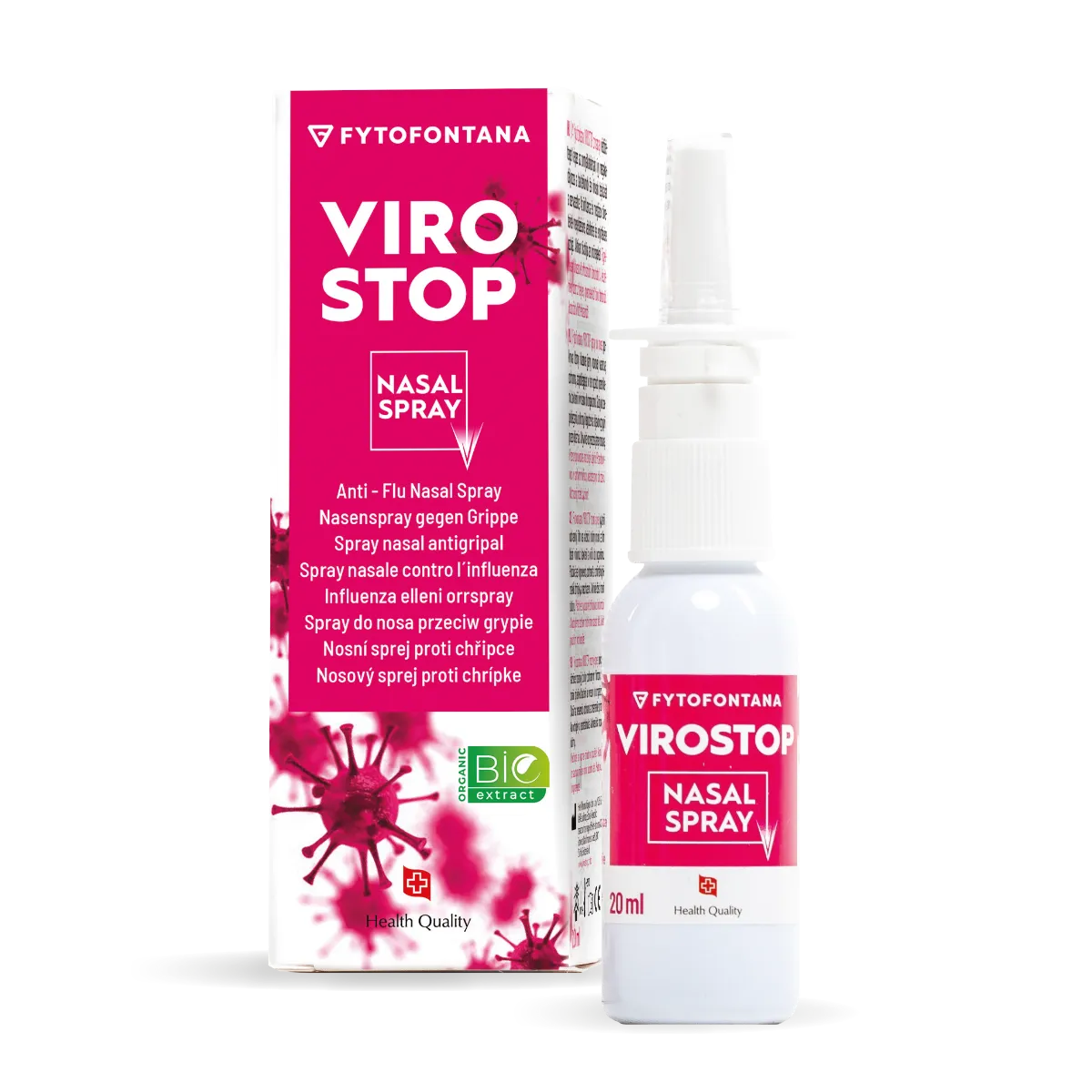 VIROSTOP Nosový sprej 1×20 ml, nosový sprej proti chrípke, prechladnutiu a alergickej nádche