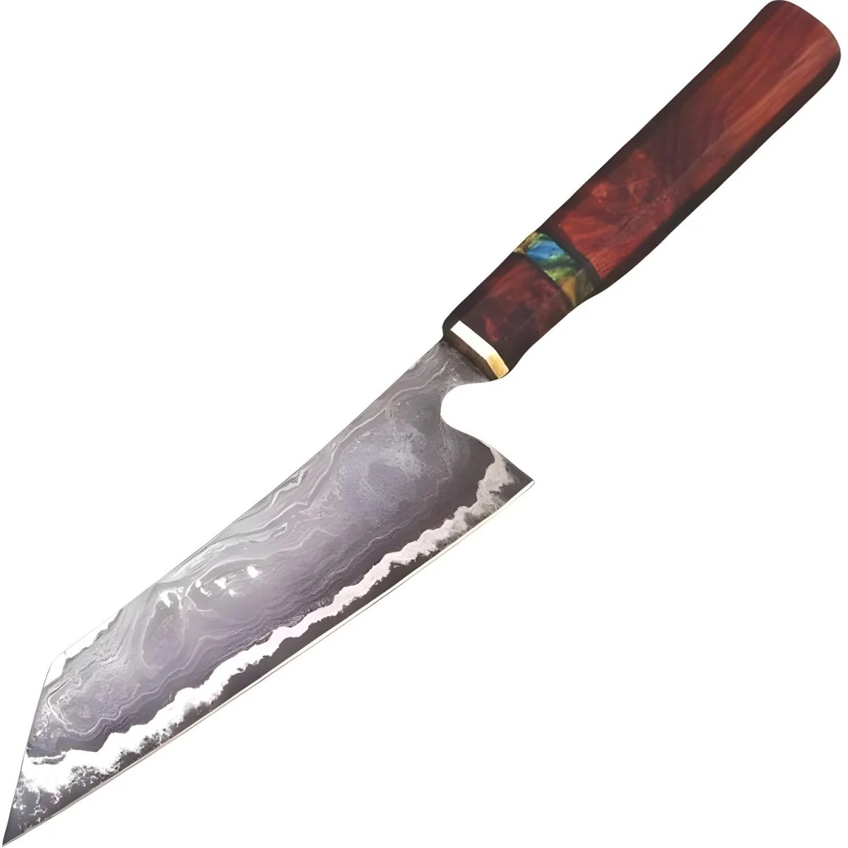 Damaškový kuchynský nôž Kiritsuke hnedá