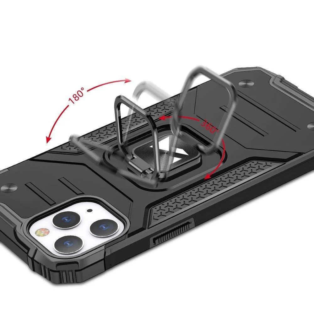 MG Ring Armor plastový kryt na iPhone 14 Pro, strieborný