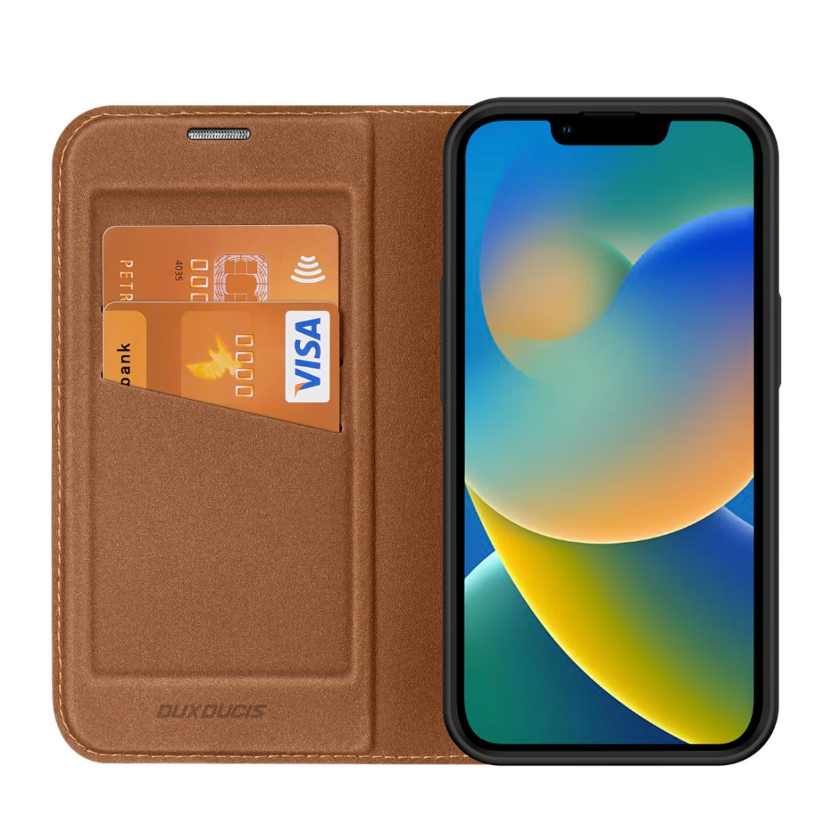 Dux Ducis Skin X2 knižkové kožené puzdro na iPhone 14 Plus, hnedé