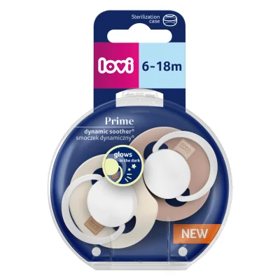LOVI Cumlík svietiaci silikónový dynamický PRIME 6-18m Ivory/Blush 2 ks