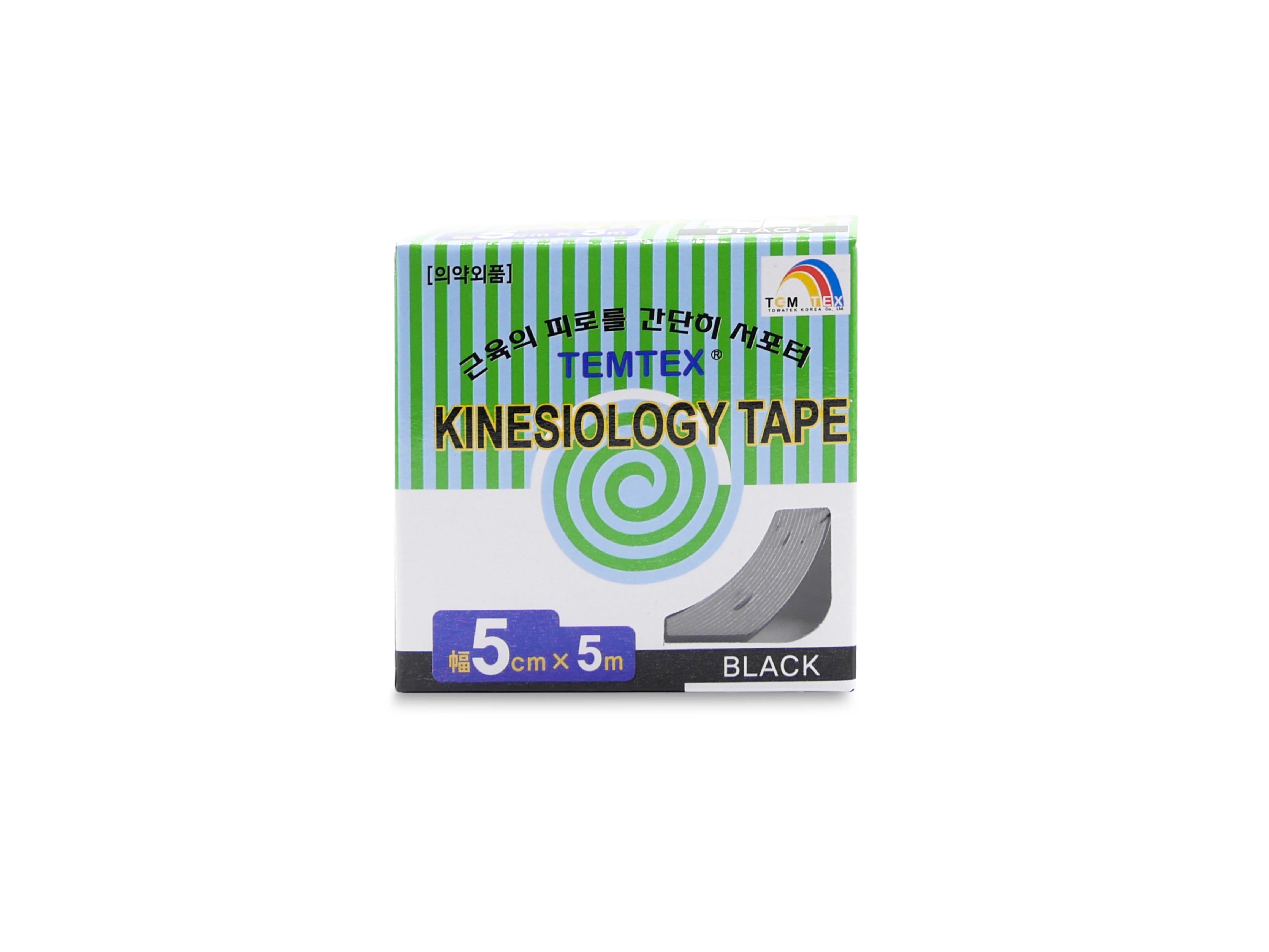 Temtex kinesio tape Classic, čierna tejpovacia páska 5cm x 5m 1×1 ks, tejpovacia páska