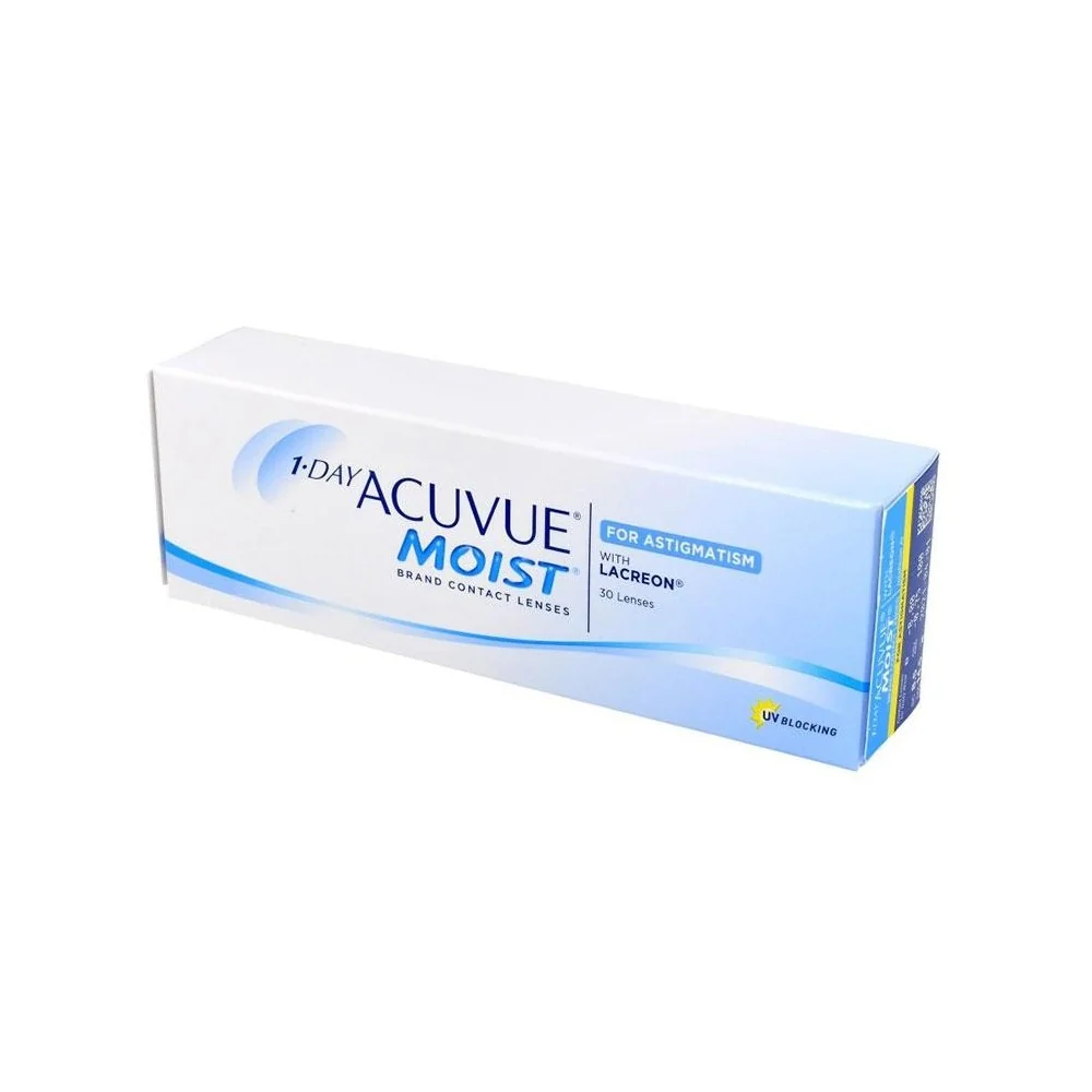 Denné 1 Day Acuvue Moist pre Astigmatizmus (30 šošoviek) Dioptrie: -3.25, Zakrivenie: 8.5, Os: 70, Cylinder: -0.75