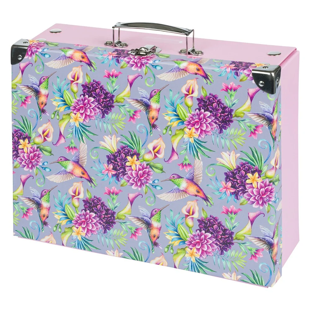Skladací školský kufrík Kolibrík s kovaním 41 cm, fialový