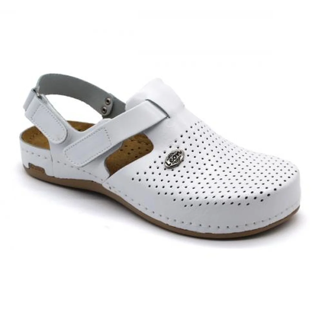 951 Dámska pracovná celokožená zdravotná obuv 42 - 27cm, biela, 2,5 cm