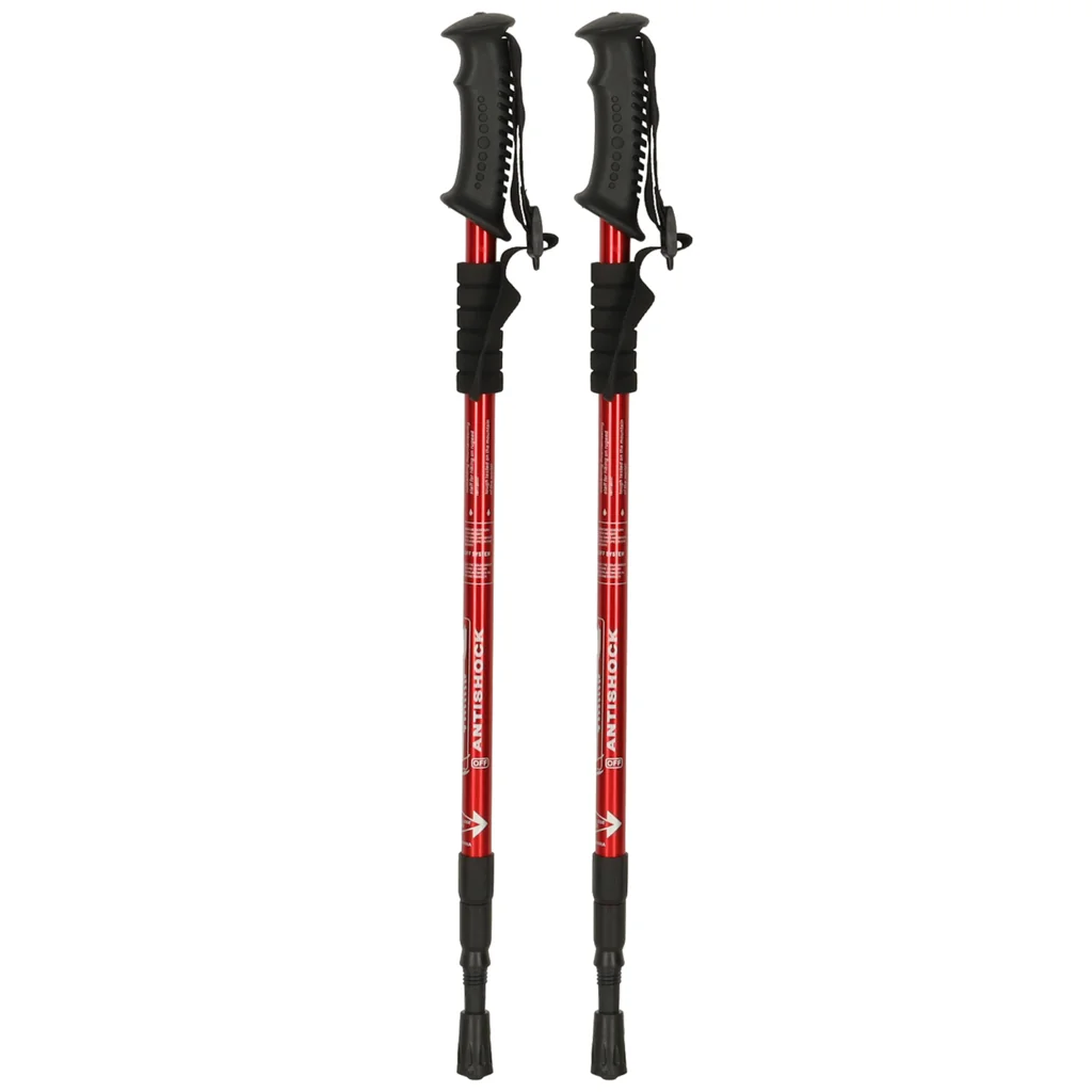Trekingové palice Nordic Walking skladacie 2 ks červené 65–135 cm