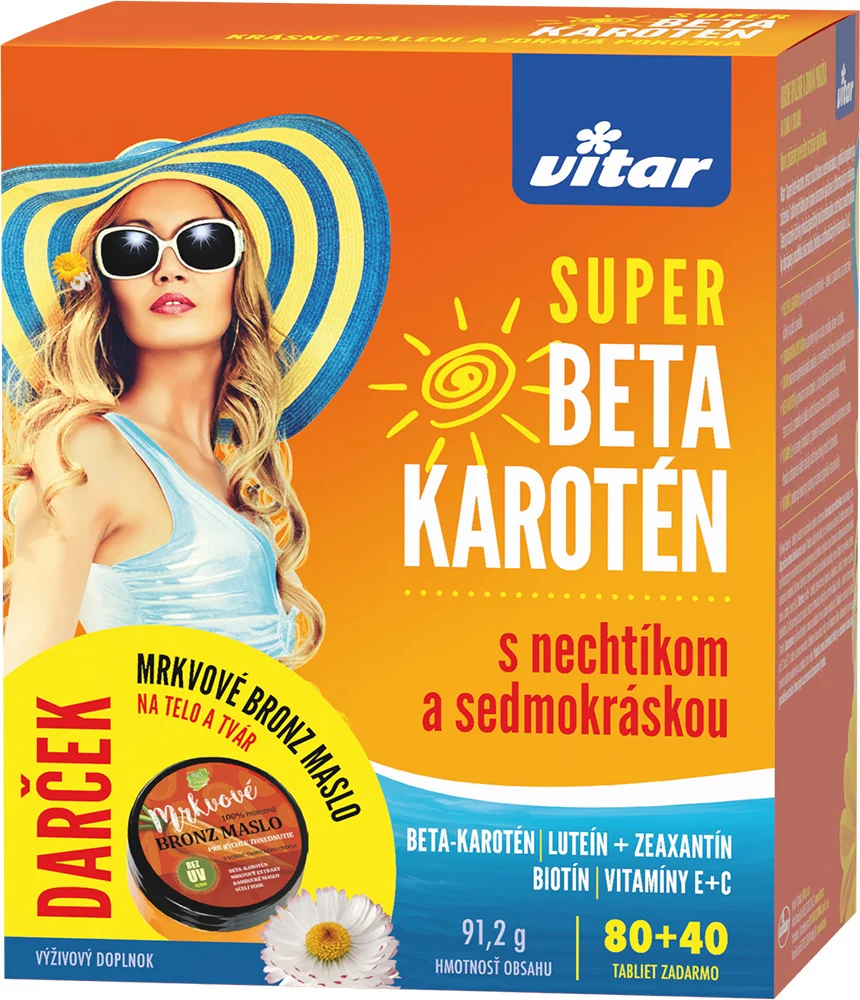 VITAR Super Beta-karotén s nechtíkom s príbalom Mrkvovým bronz maslom 1×120 tbl, výživový doplnok