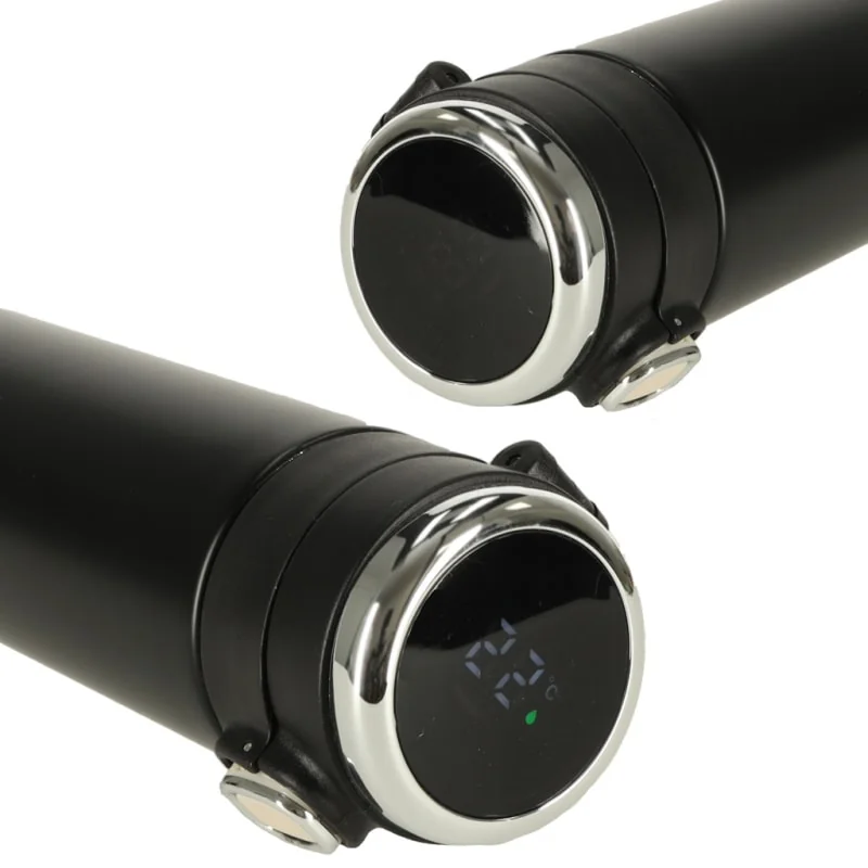 Termohrnček 420 ml s LED teplomerom – čierny, s náustkom