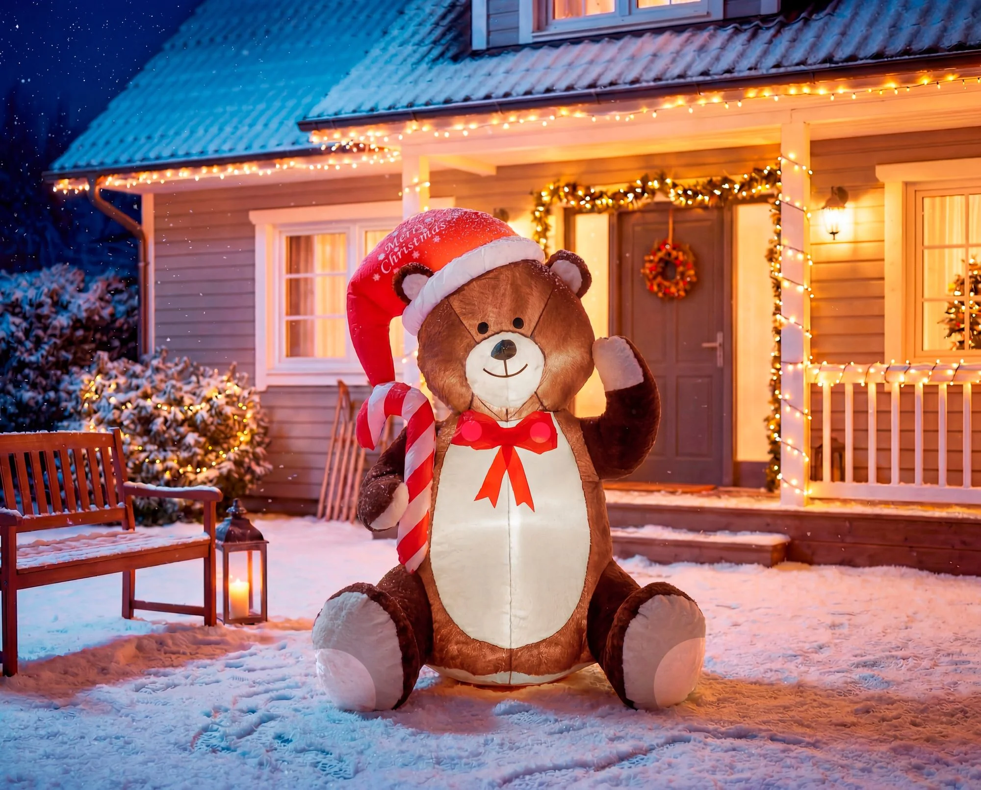 MagicHome vianočný LED medveď, 1 ks 3 LED biela, 120 cm