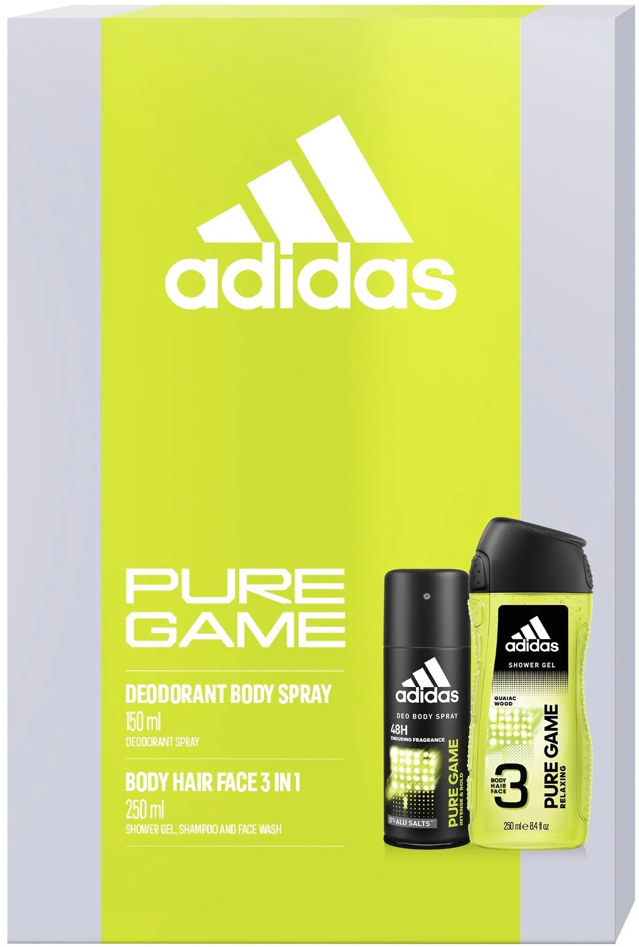 ADIDAS PURE GAME DEO S 150ML+SPR GEL 250ML 1SET 1×1 ks, set
