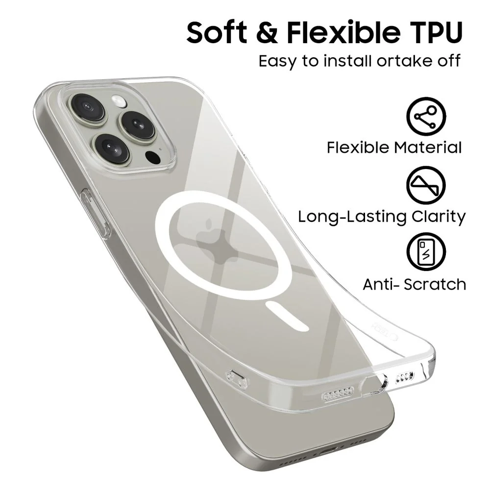 Tech-Protect FlexAir MagSafe kryt na iPhone 15 Pro Max, priesvitný