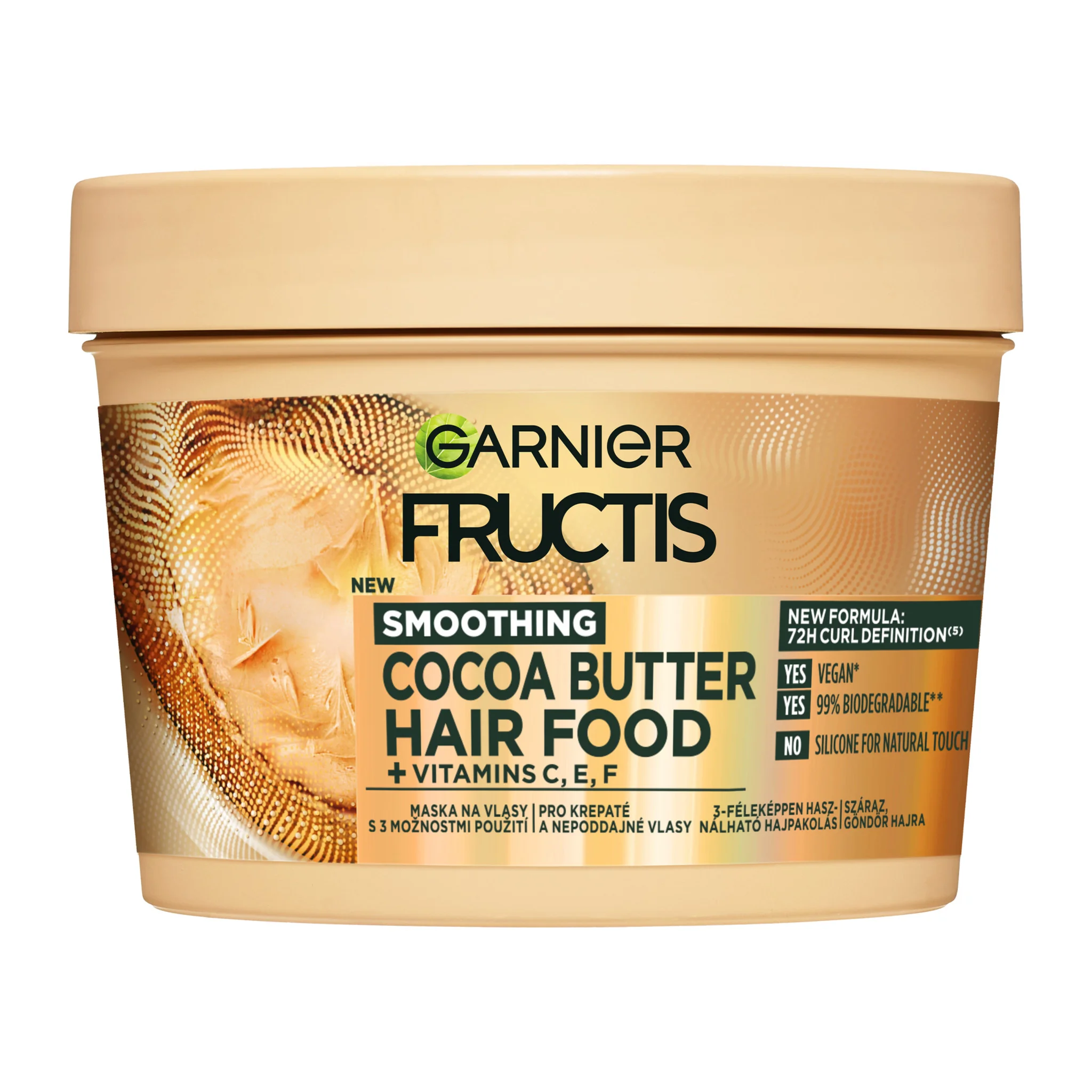 Garnier Fructis Hair Food Cocoa Butter uhladzujúca maska na nepoddajné, krepovité vlasy, 400 ml 1×400 ml, maska na vlasy