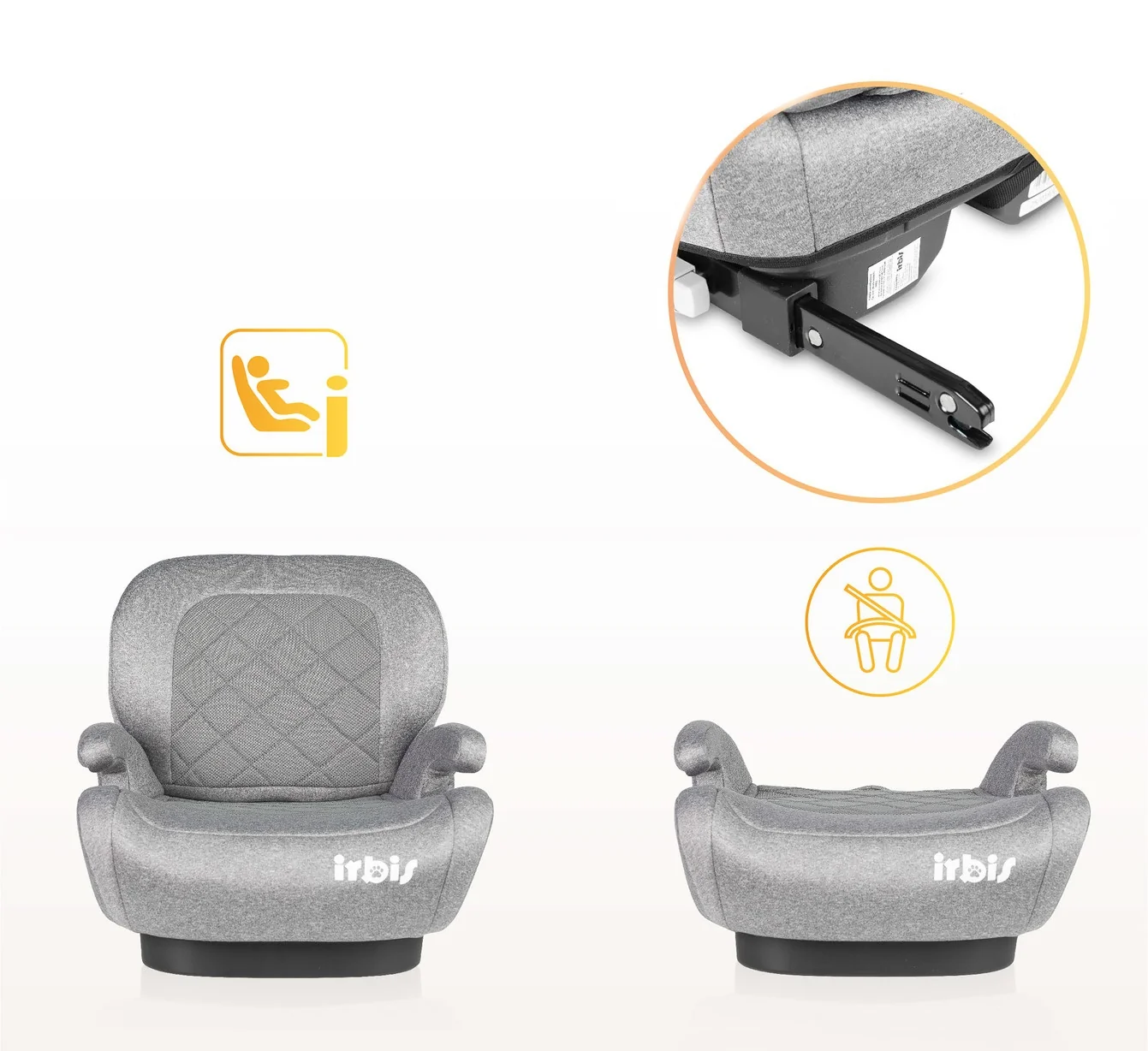 Podsedák, autosedačka Irbis i-Size 125–150 cm s ISOFIX – grafit
