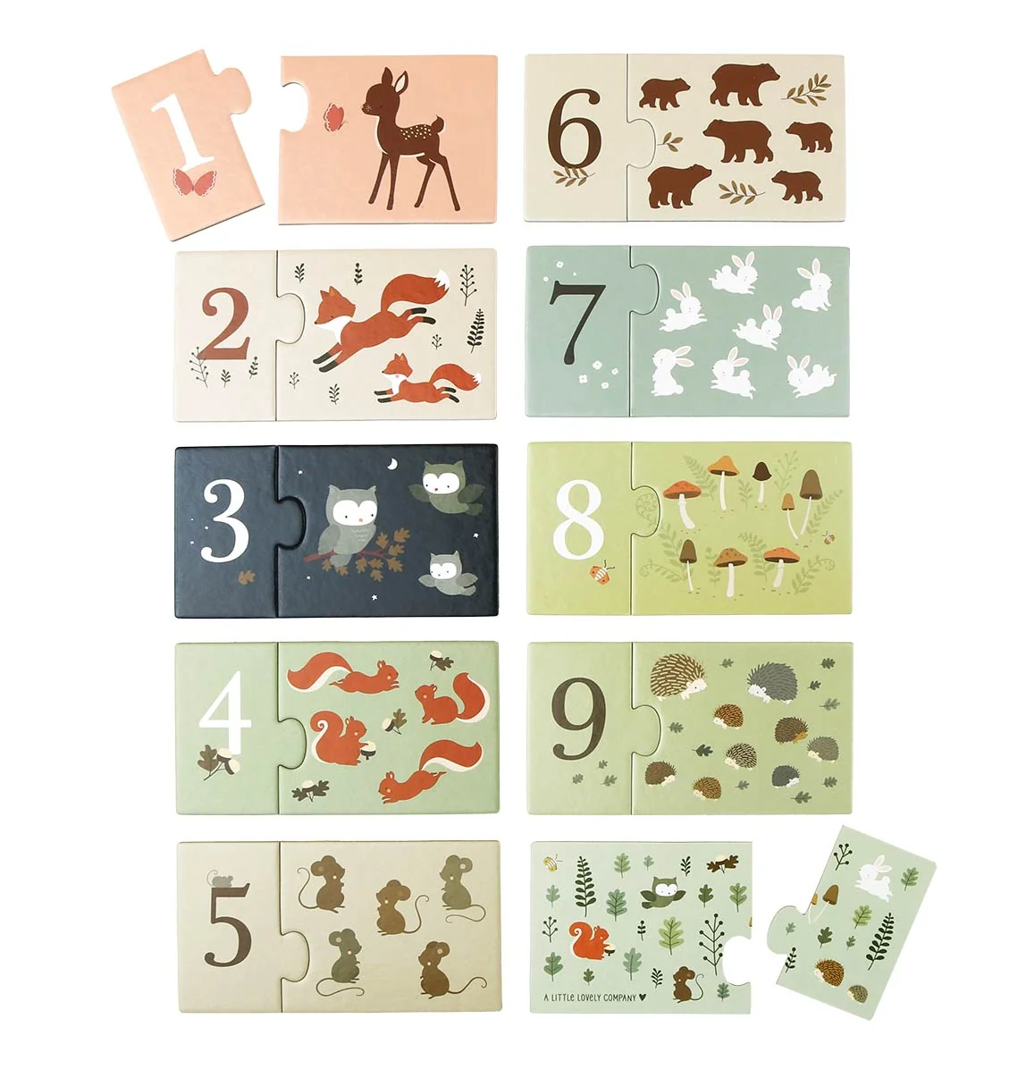 A Little Lovely Company - priradzovacie puzzle – počítanie s kamarátmi z lesa
