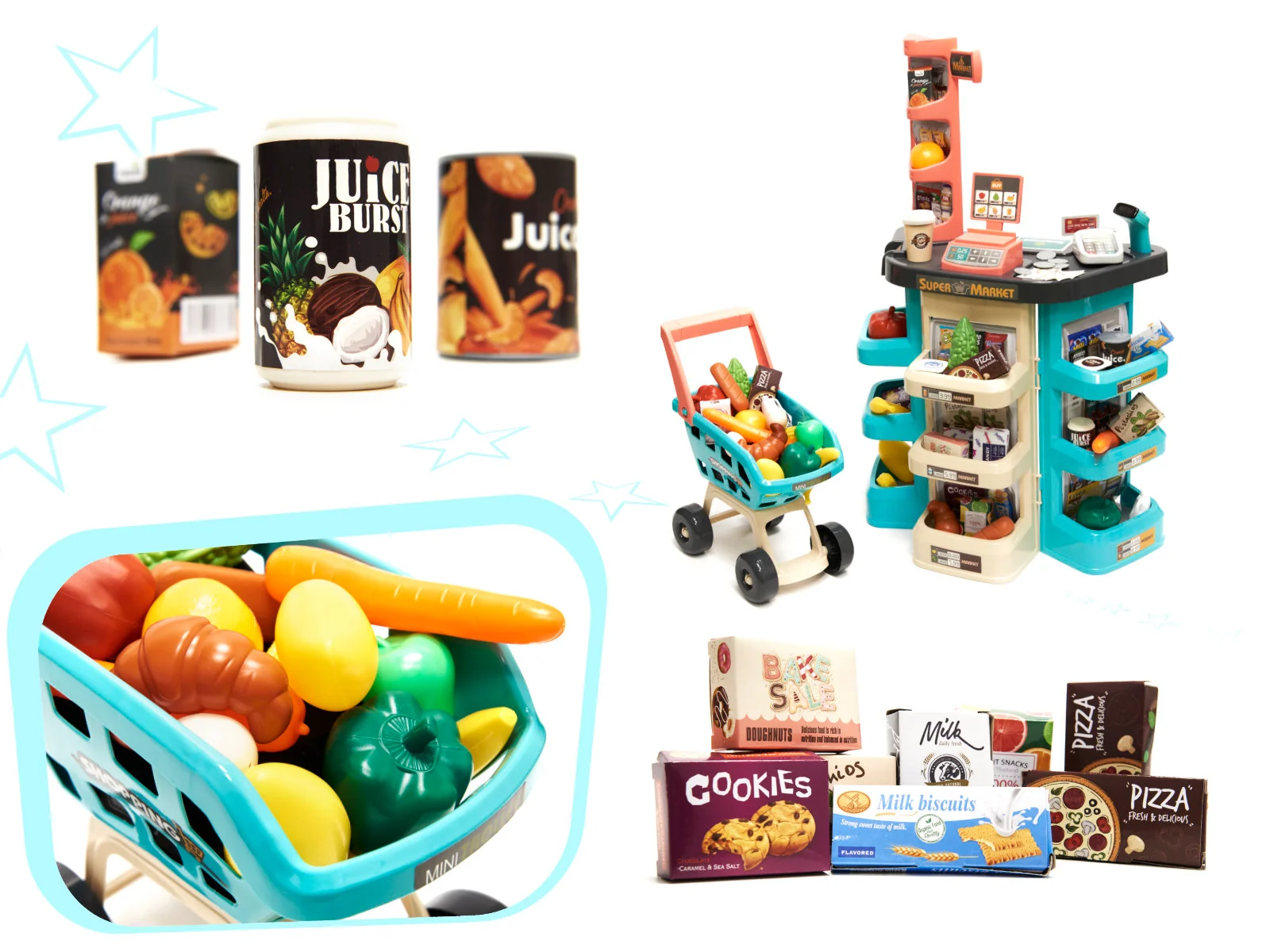 Detský supermarket – obchod so skenerom a terminálom, 47 ks