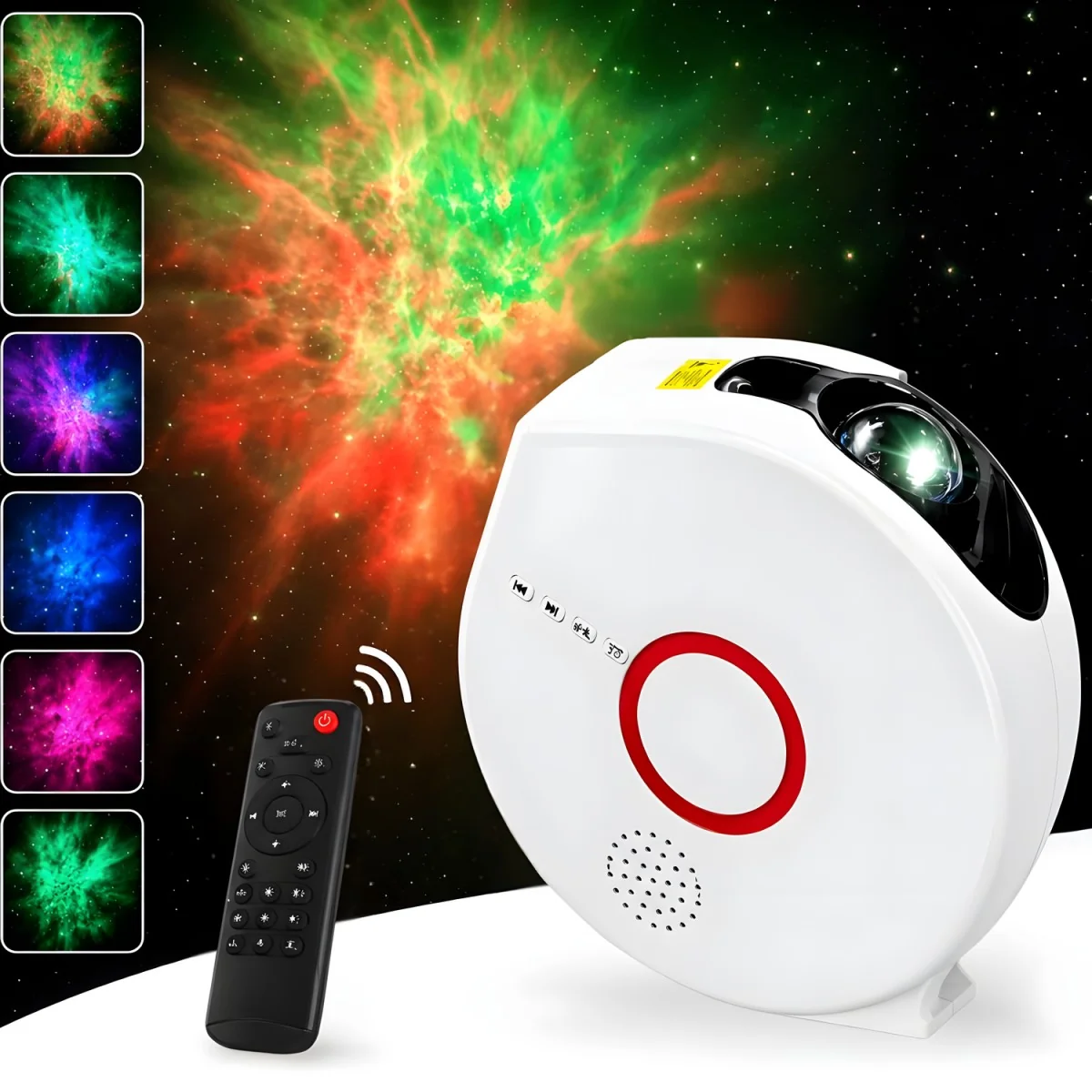 LED projektor hviezd a galaxií s Bluetooth reproduktorom a diaľkovým ovládaním Biela