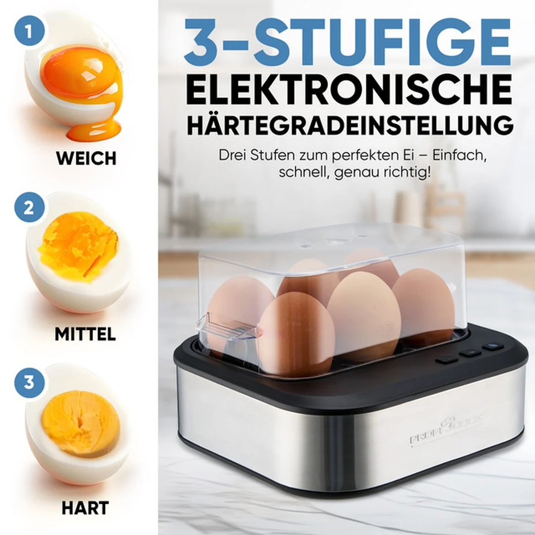ProfiCook EK 1276 nerezový varič vajec 6 ks s hlasovým výstupom