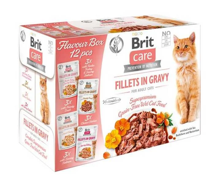 Brit Kapsička Care Cat Flavour Box Fillet In Gravy 12×85g 12×85 g, mäsitá kapsička pre mačky