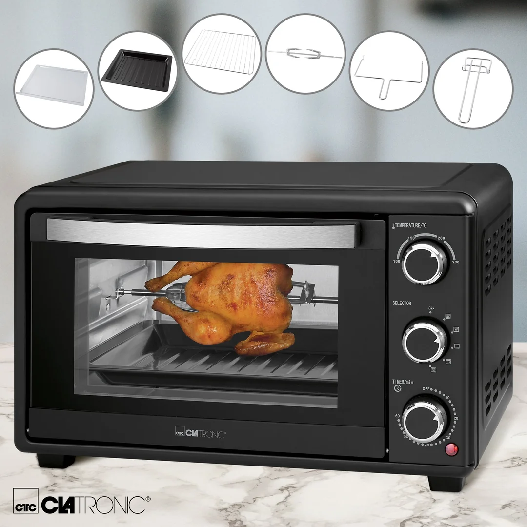 Clatronic MBG 3727 teplovzdušná mini rúra 25 l s rožňom, 1500 W