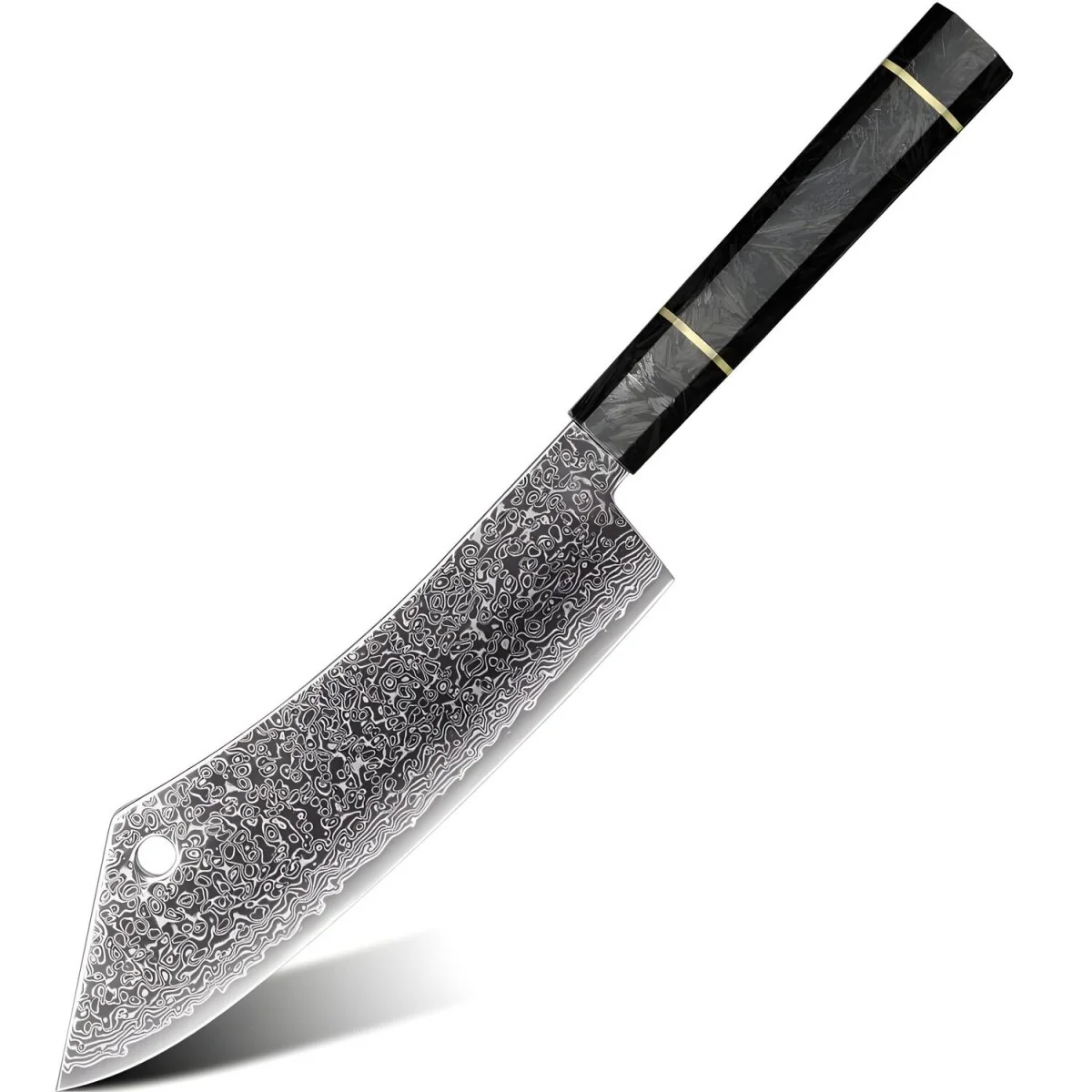 Damaškový kuchynský nôž Tsuriko-Cleaver/Čierna 35,5 cm, HRC60±2