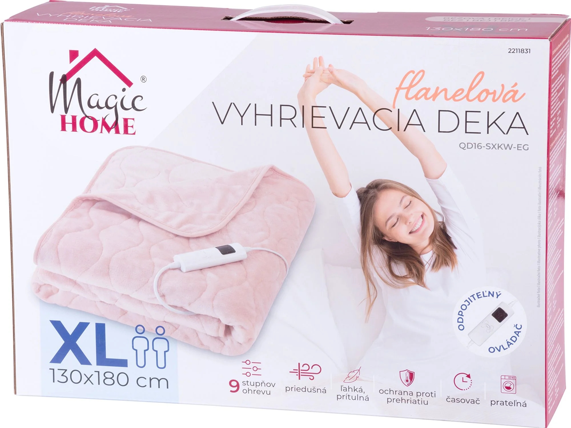 MagicHome výhrevná deka, 1 ks Flanel, béžová, 180x130 cm (130x180 cm)