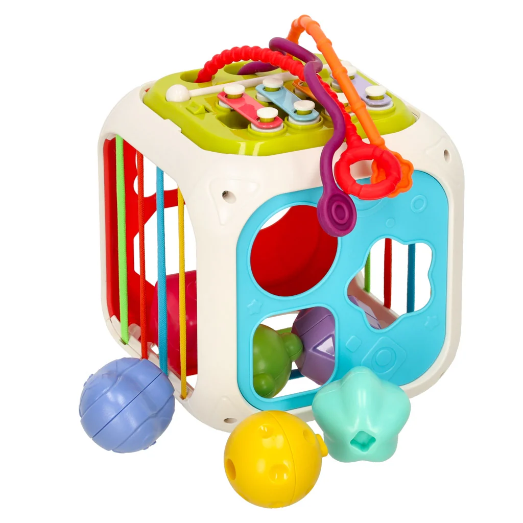 Hračka pre bábätká Vzdelávacia Kocka Sorter Cymbalki 7V1 Bibi-Inn