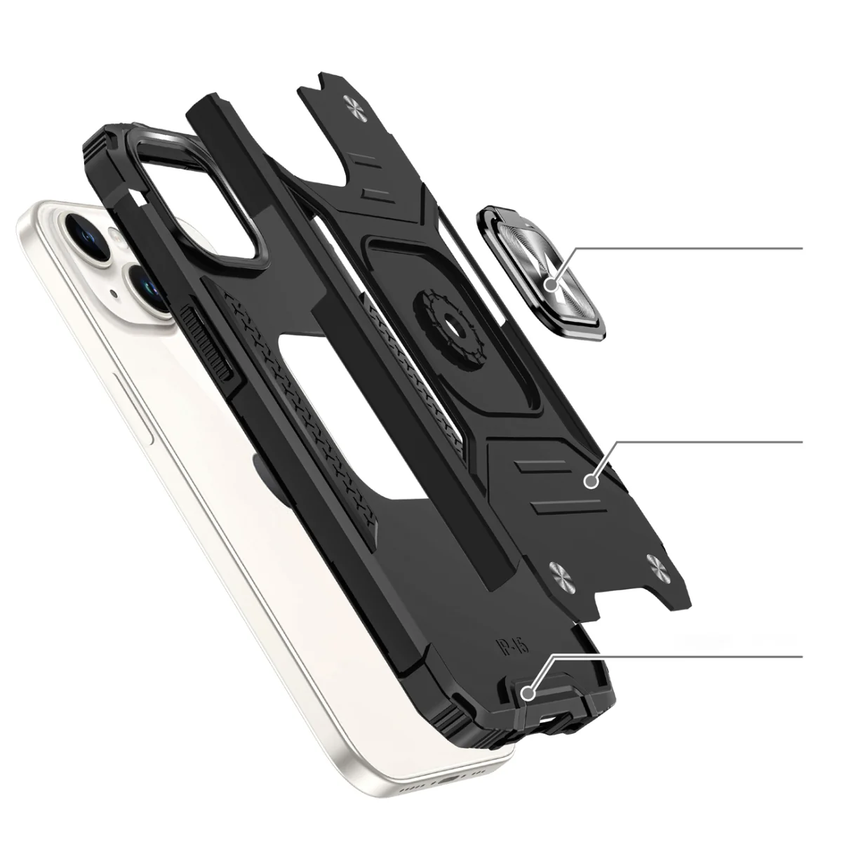 MG Ring Armor kryt na iPhone 15, modrý