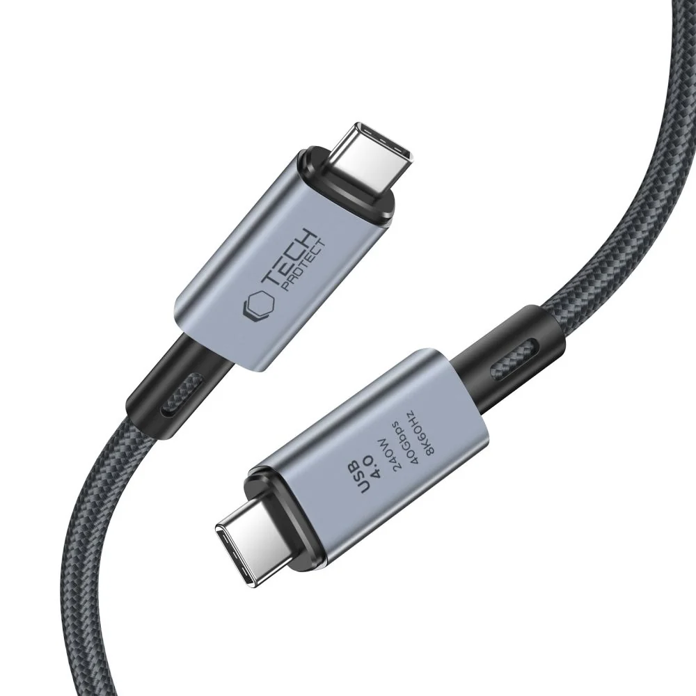 Tech-Protect Ultraboost Max kábel USB 4.0 8K / USB-C 240W 1m, šedý