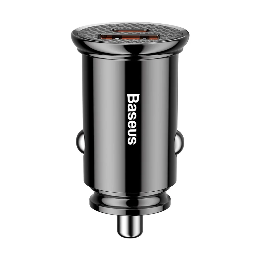 Baseus Circular USB / USB-C 30W autonabíjačka, čierna