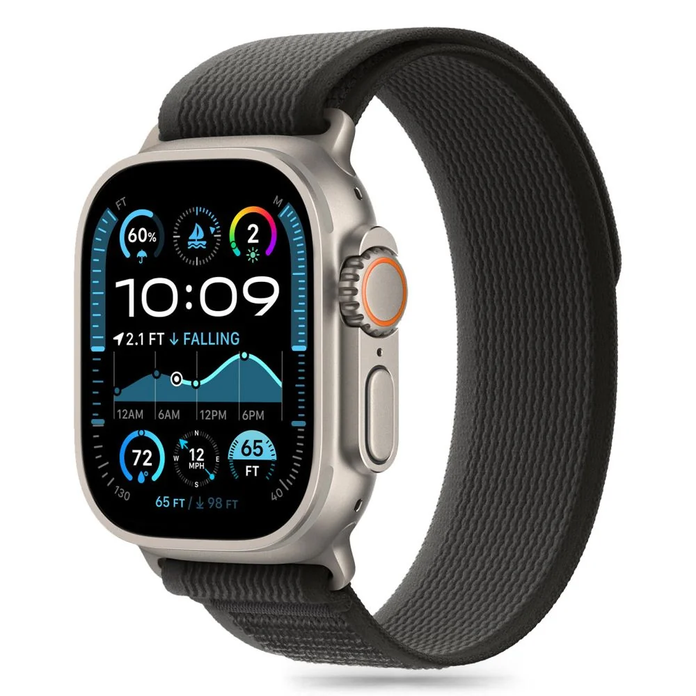 Tech-Protect Nylon Stripe remienok na Apple Watch 44/45/46/49mm, black orange orange