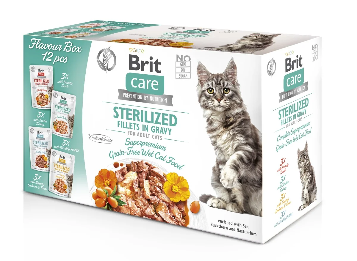 Brit Care Cat Flavour Box Sterilized Filety v omáčke 12×85 g