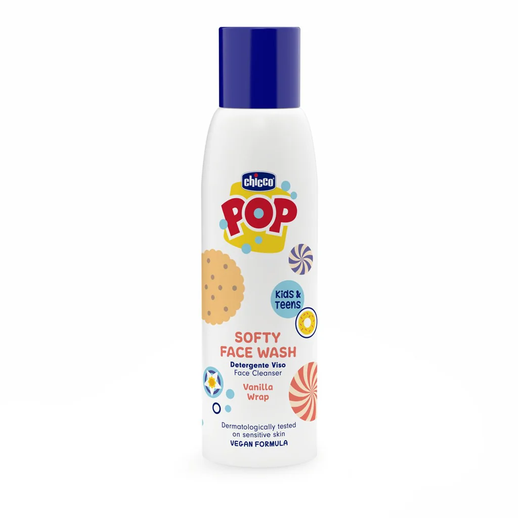 CHICCO Jemný čistiaci gél na tvár POP Softy Vanilla s peniacim dávkovačom 150 ml