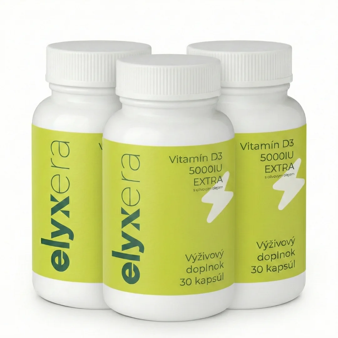 ELYXERA Vitamín D3 EXTRA 5000IU s olivovým olejom 90 kapúl (3-balenie)