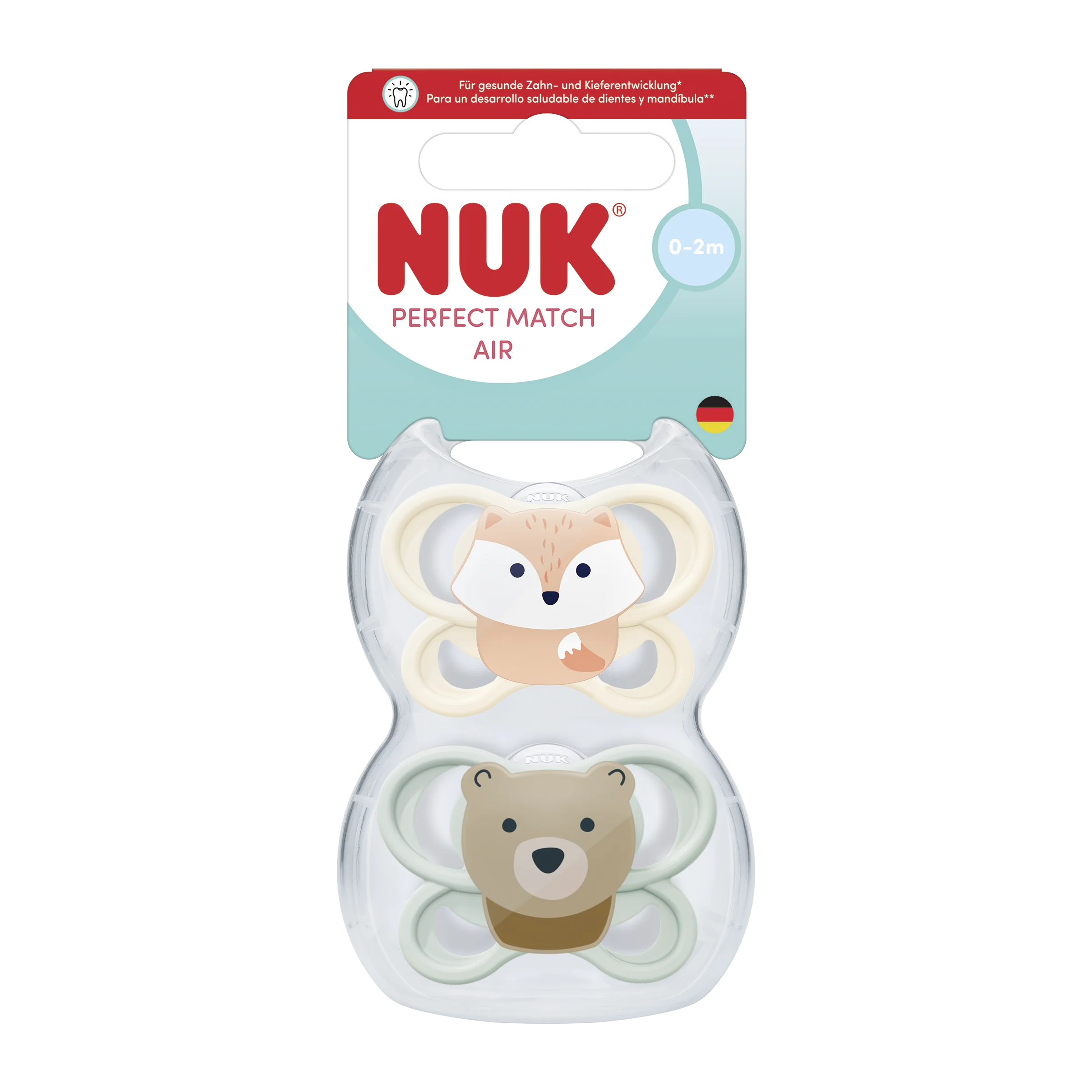 NUK cumlík Perfect Match AIR FOX/BEAR 0-2m 2 ks